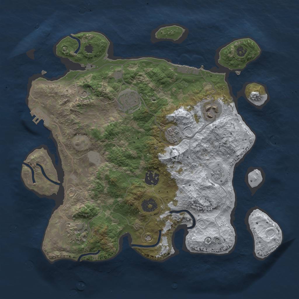 Rust Map: Procedural Map, Size: 3000, Seed: 51810855, 14 Monuments