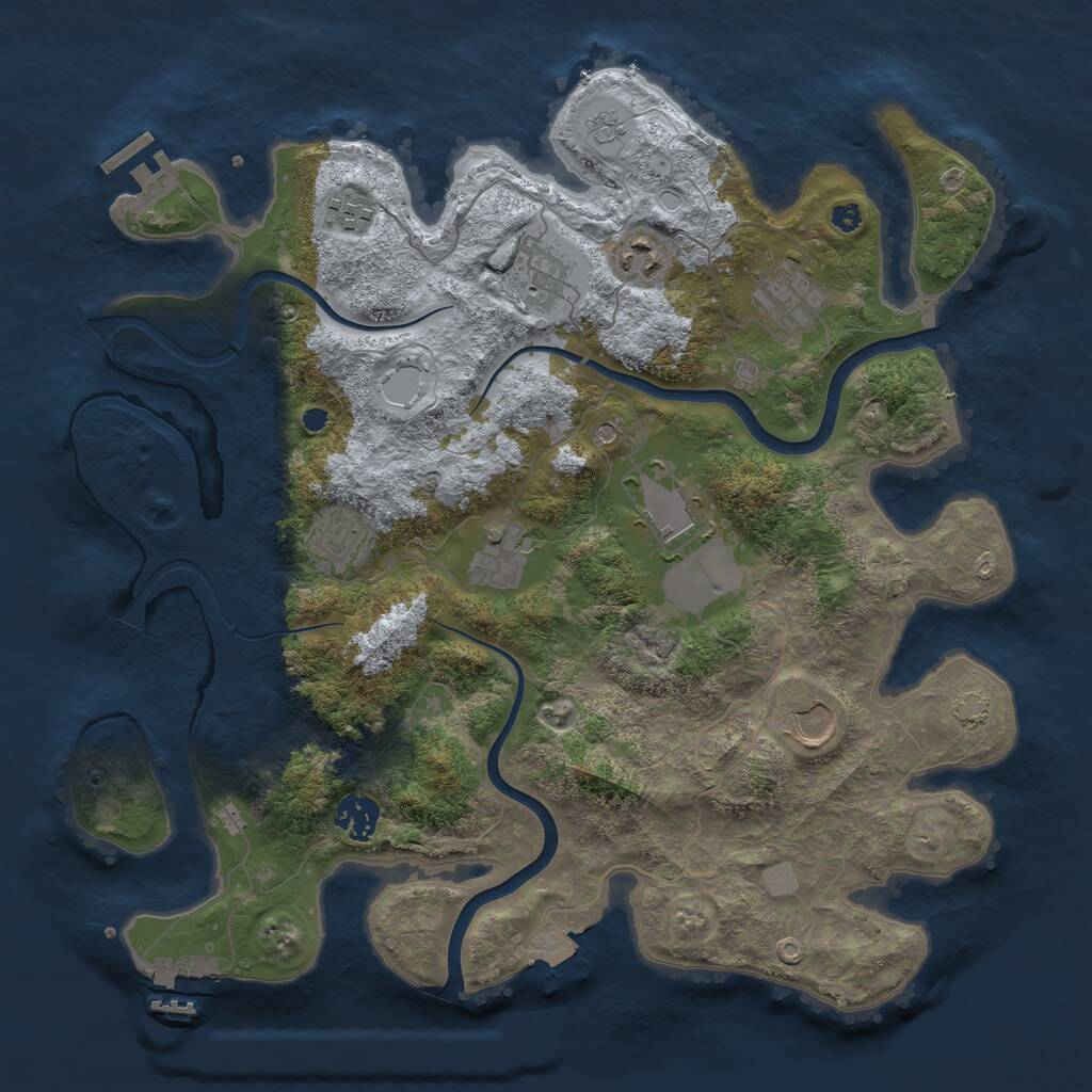 Rust Map: Procedural Map, Size: 3700, Seed: 171680426, 15 Monuments