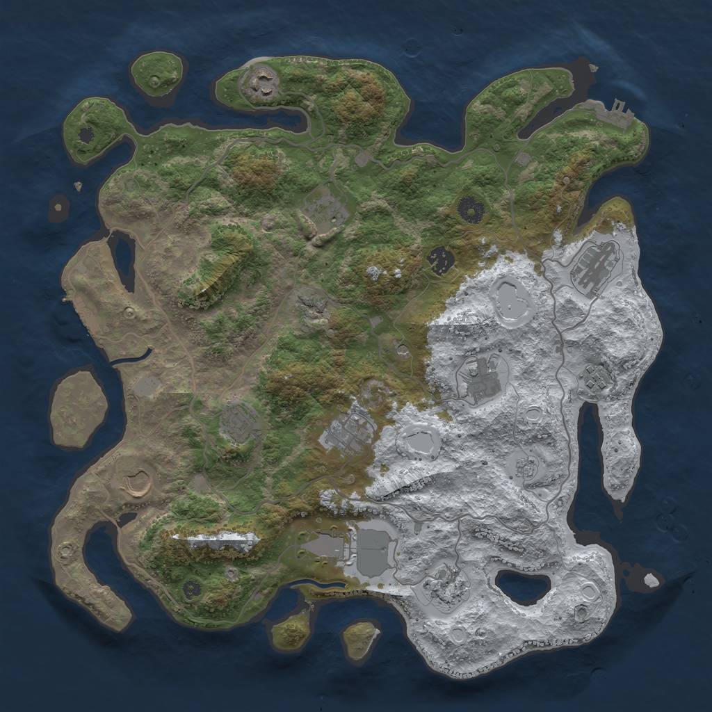 Rust Map: Procedural Map, Size: 4000, Seed: 1728510627, 20 Monuments