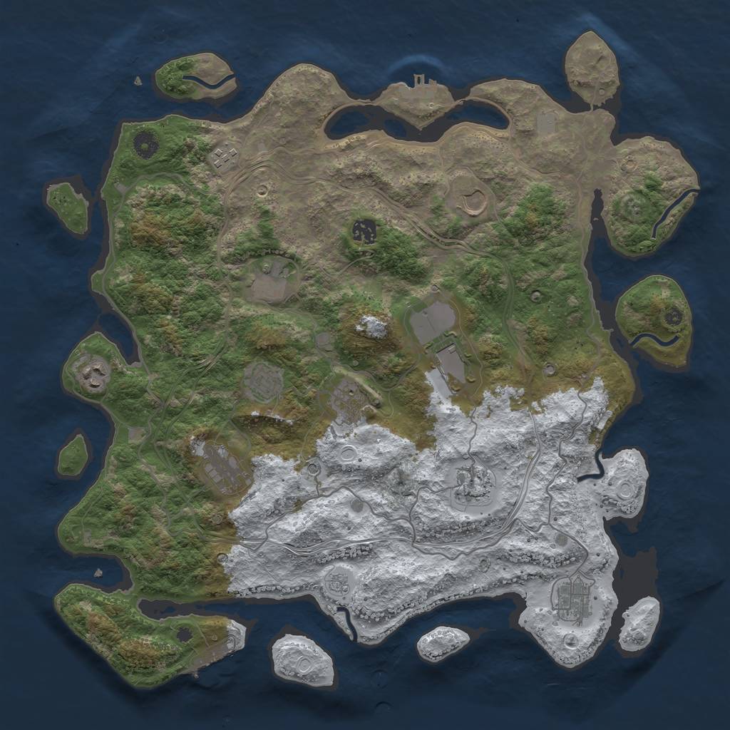 Rust Map: Procedural Map, Size: 4250, Seed: 300996368, 20 Monuments