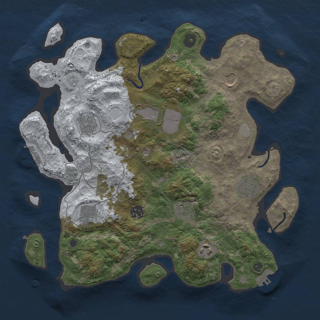 Rust Map: Procedural Map, Size: 3550, Seed: 67882223, 18 Monuments