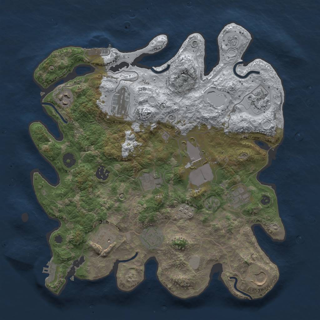 Rust Map: Procedural Map, Size: 3500, Seed: 1287836723, 20 Monuments