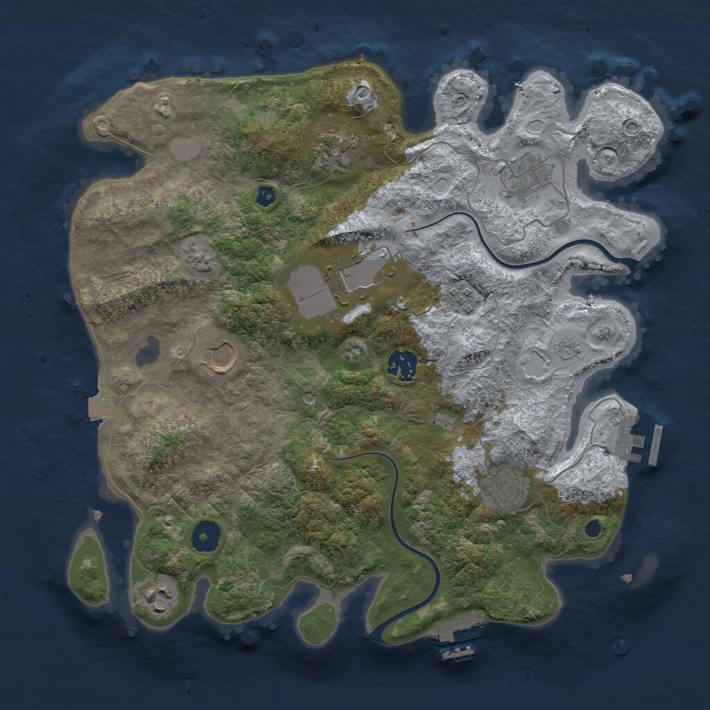 Rust Map: Procedural Map, Size: 3500, Seed: 14118629, 14 Monuments