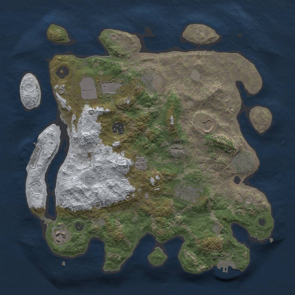 Rust Map: Procedural Map, Size: 3500, Seed: 18406, 17 Monuments