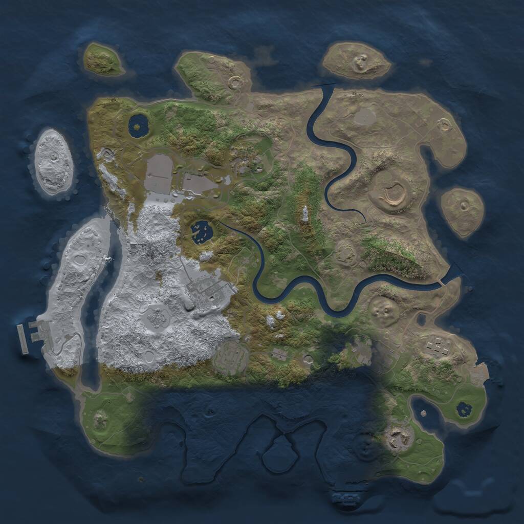Rust Map: Procedural Map, Size: 3500, Seed: 18406, 15 Monuments