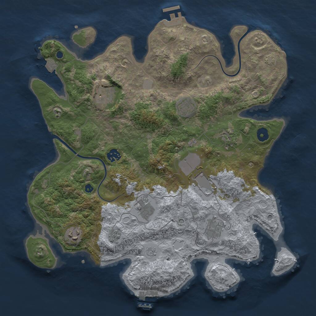 Rust Map: Procedural Map, Size: 3700, Seed: 2594865, 15 Monuments