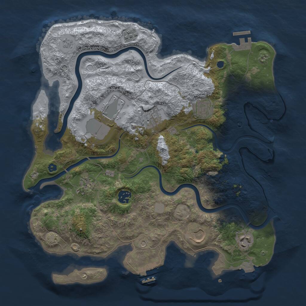 Rust Map: Procedural Map, Size: 3500, Seed: 2586594, 14 Monuments
