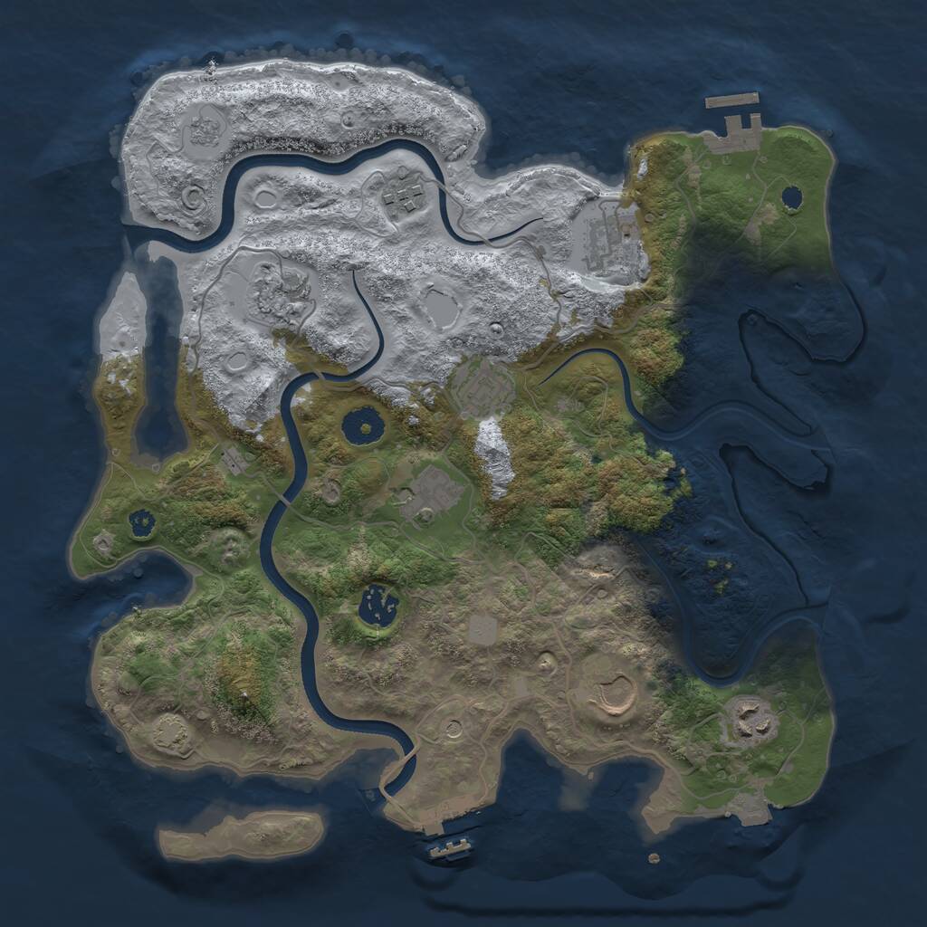 Rust Map: Procedural Map, Size: 3500, Seed: 2586594, 14 Monuments