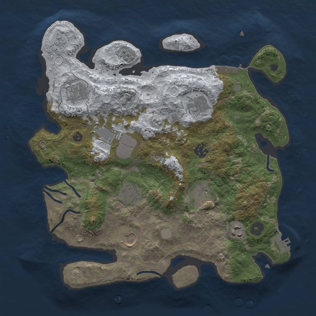 Rust Map: Procedural Map, Size: 3500, Seed: 1472434045, 18 Monuments