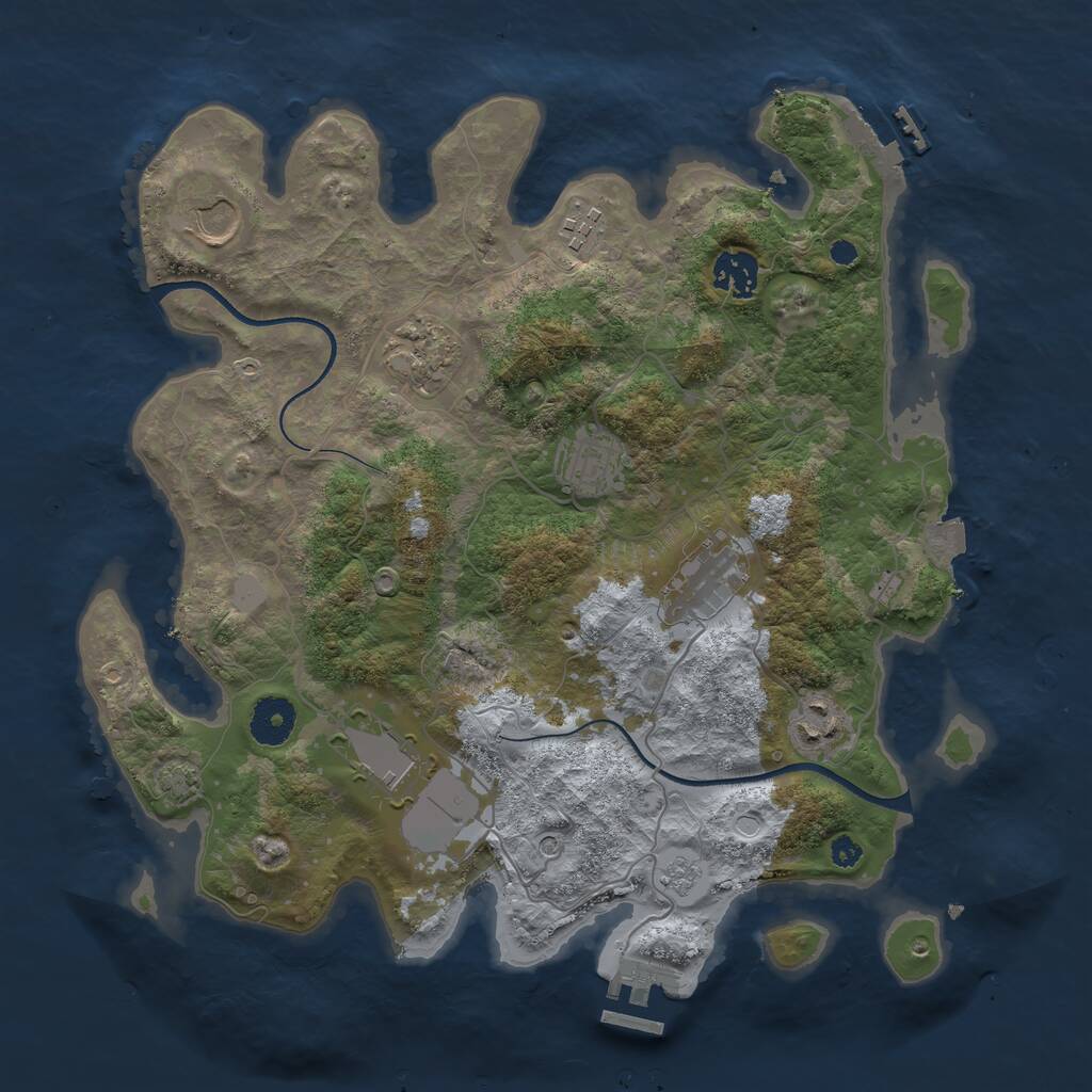 Rust Map: Procedural Map, Size: 3500, Seed: 666909522, 14 Monuments