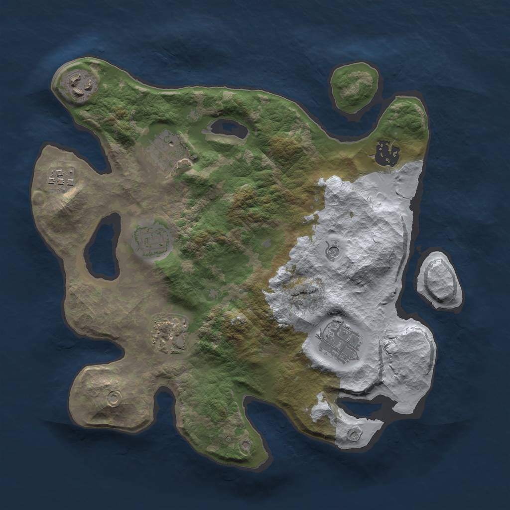 Rust Map: Barren, Size: 3000, Seed: 160890087, 10 Monuments