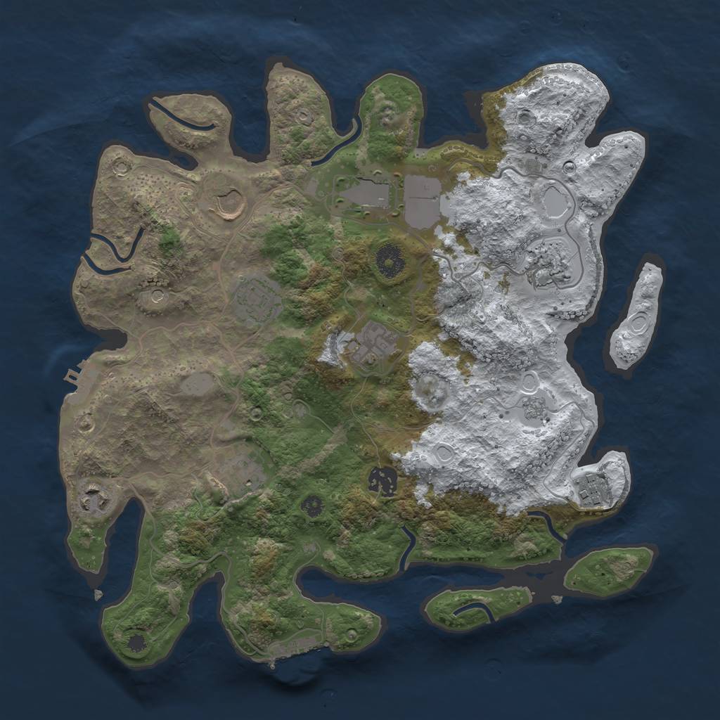 Rust Map: Procedural Map, Size: 3500, Seed: 54458642, 18 Monuments