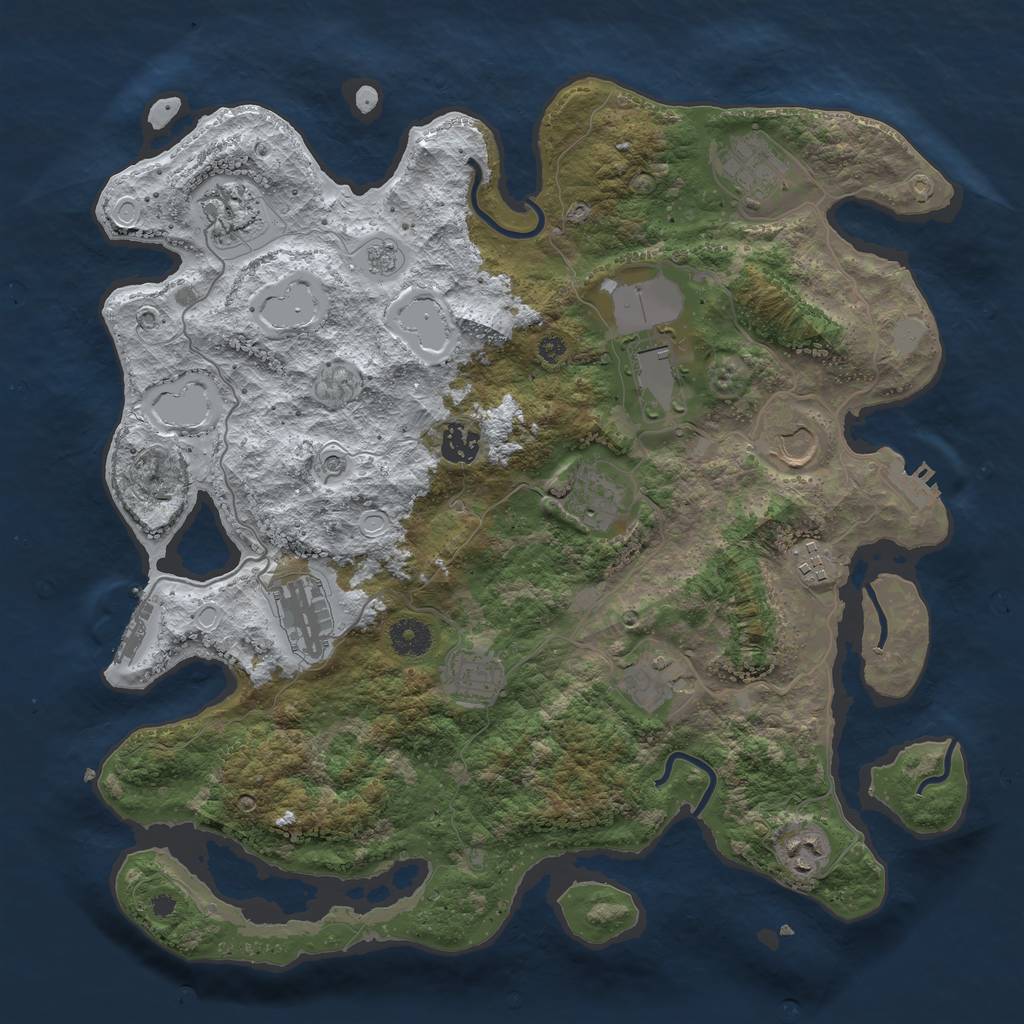 Rust Map: Procedural Map, Size: 3850, Seed: 946163274, 20 Monuments
