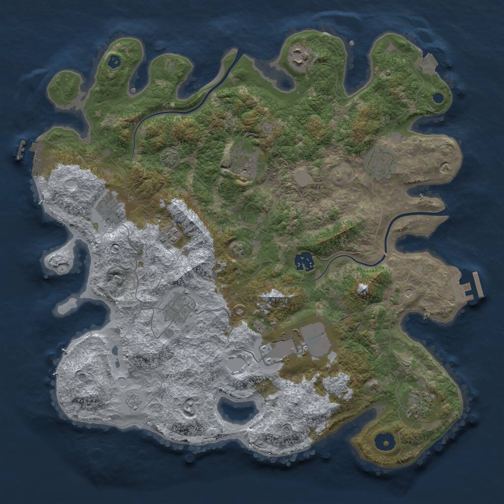 Rust Map: Procedural Map, Size: 3850, Seed: 1104760629, 15 Monuments