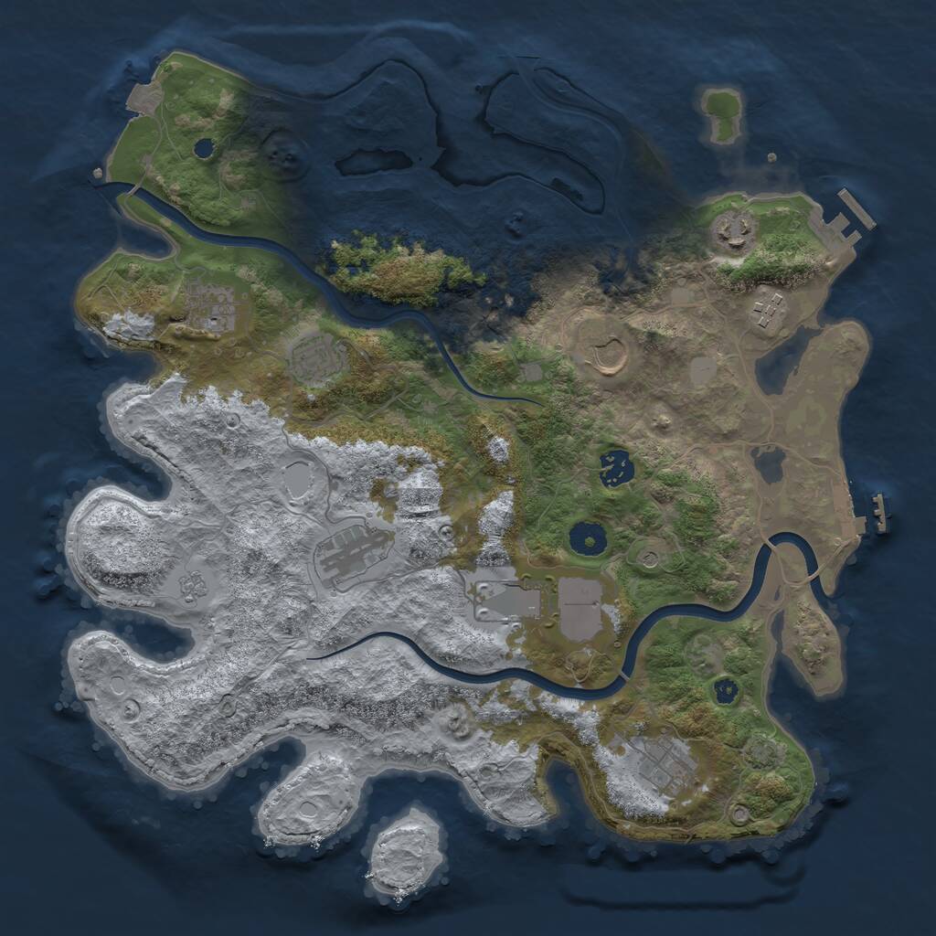 Rust Map: Procedural Map, Size: 3850, Seed: 701489808, 15 Monuments