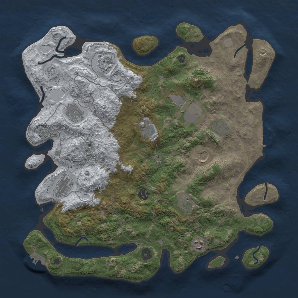 Rust Map: Procedural Map, Size: 4000, Seed: 843796862, 20 Monuments