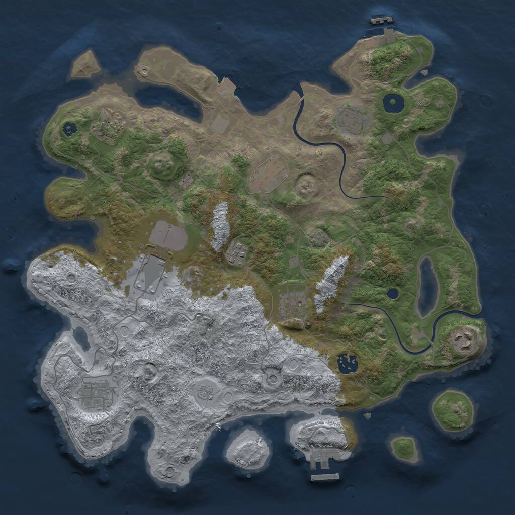 Rust Map: Procedural Map, Size: 3700, Seed: 10548461, 15 Monuments