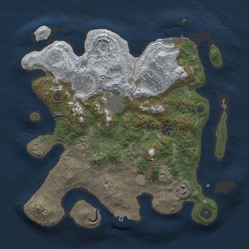 Rust Map: Procedural Map, Size: 3250, Seed: 696396934, 15 Monuments