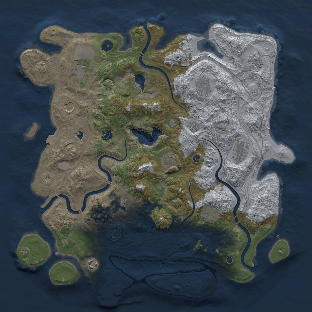 Rust Map: Procedural Map, Size: 4250, Seed: 6161, 16 Monuments