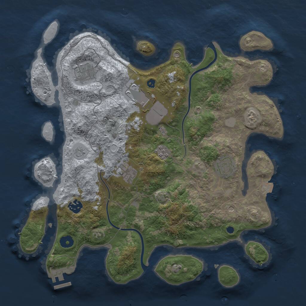 Rust Map: Procedural Map, Size: 3500, Seed: 2101038932, 11 Monuments