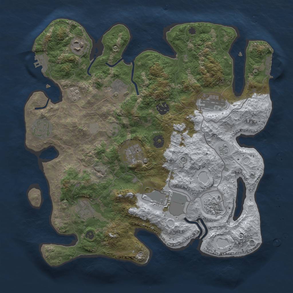 Rust Map: Procedural Map, Size: 3500, Seed: 340009087, 19 Monuments