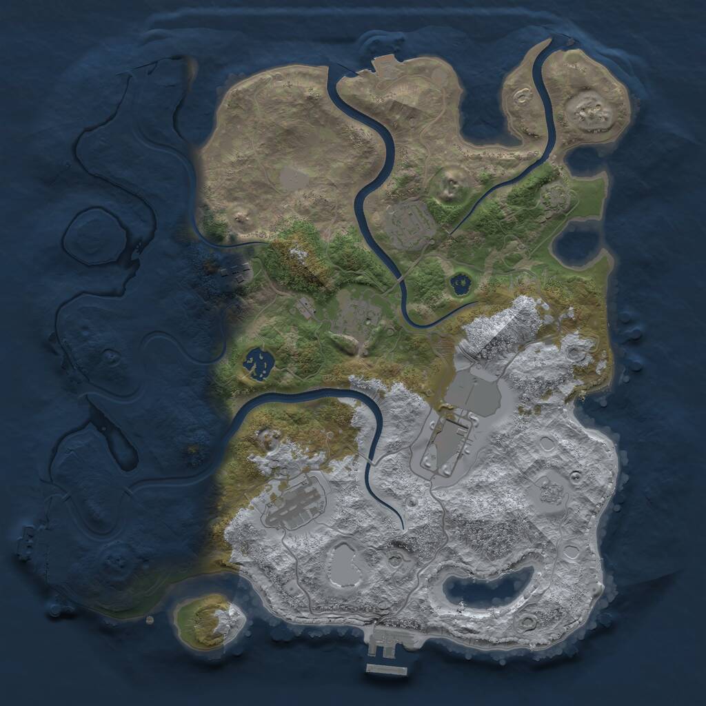 Rust Map: Procedural Map, Size: 3500, Seed: 778849321, 12 Monuments