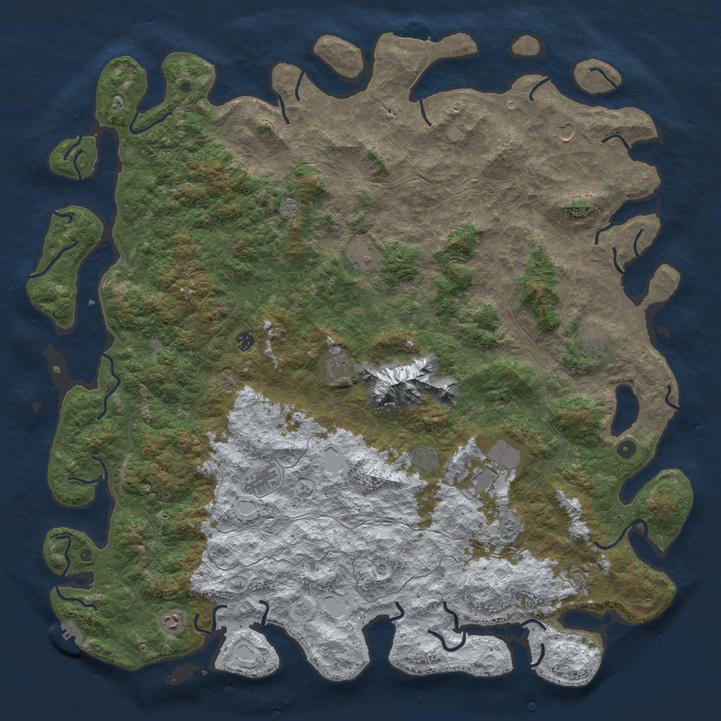 Rust Map: Procedural Map, Size: 6000, Seed: 714466375, 20 Monuments