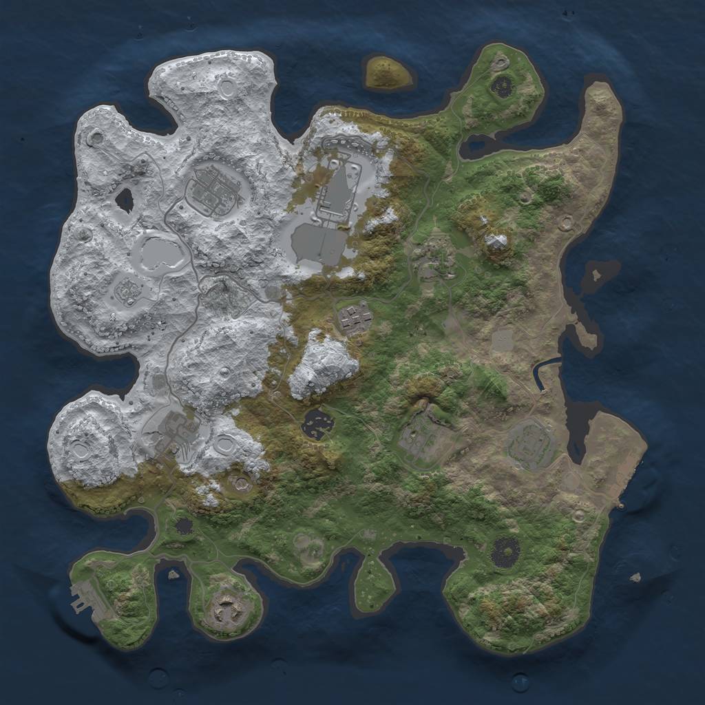 Rust Map: Procedural Map, Size: 3500, Seed: 315349761, 18 Monuments