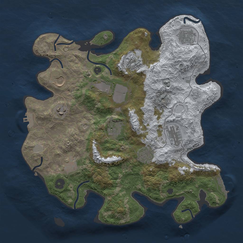 Rust Map: Procedural Map, Size: 3500, Seed: 1164609805, 18 Monuments