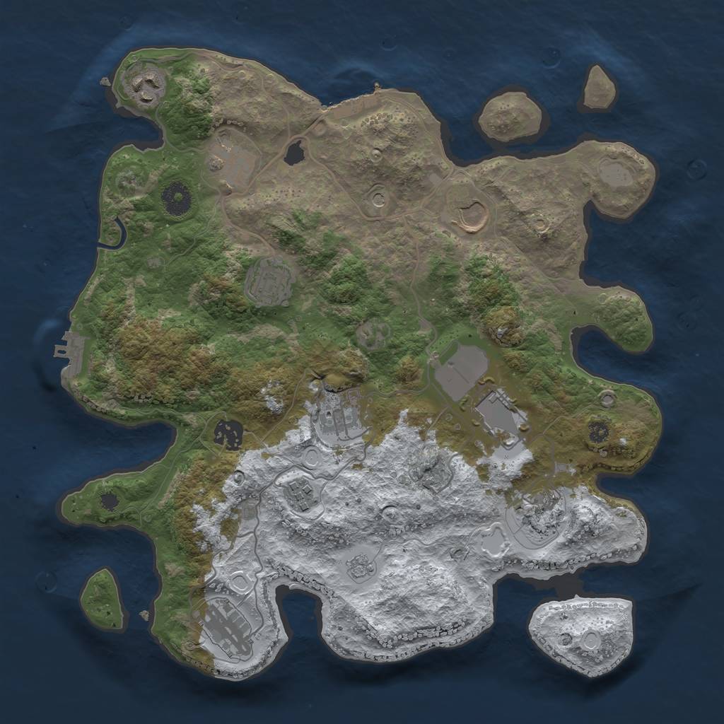 Rust Map: Procedural Map, Size: 3500, Seed: 2131506149, 19 Monuments