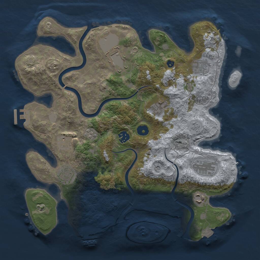 Rust Map: Procedural Map, Size: 3500, Seed: 843213840, 15 Monuments