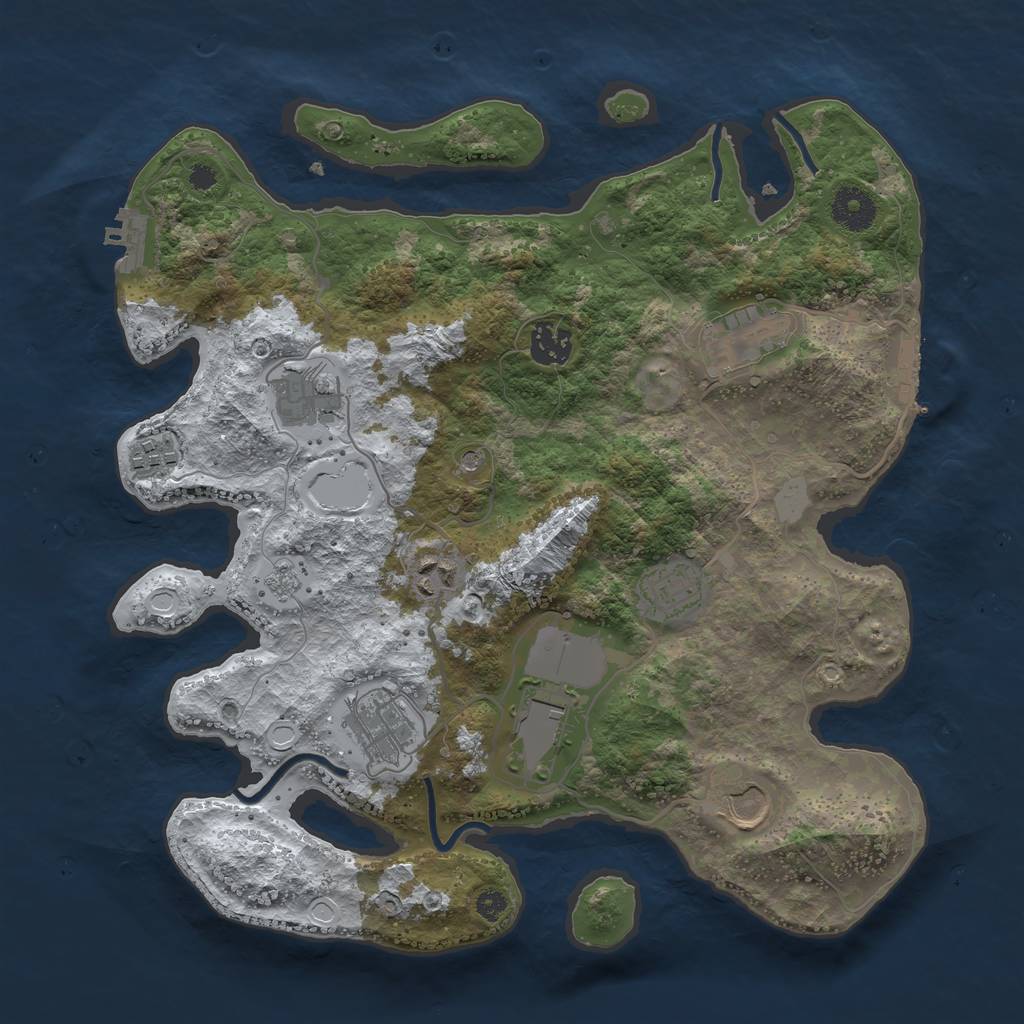 Rust Map: Procedural Map, Size: 3500, Seed: 22080322, 18 Monuments