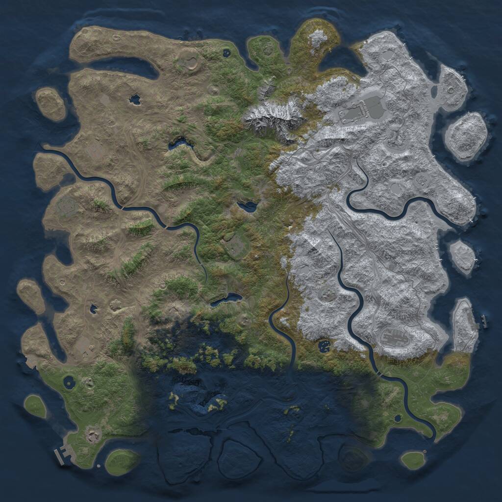 Rust Map: Procedural Map, Size: 6000, Seed: 1236577721, 17 Monuments
