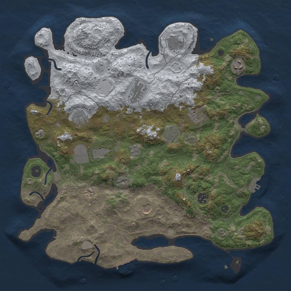 Rust Map: Procedural Map, Size: 4000, Seed: 635672164, 20 Monuments
