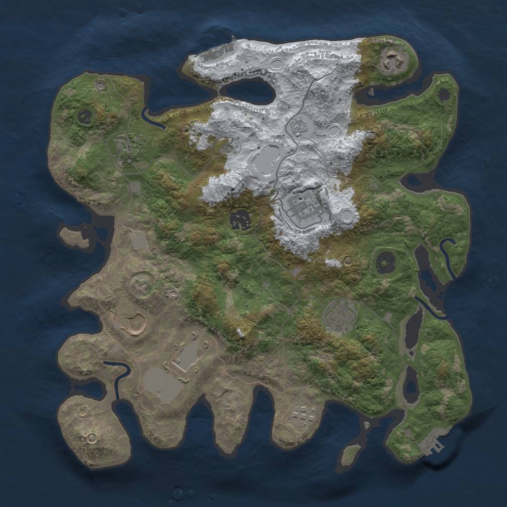 Rust Map: Procedural Map, Size: 3500, Seed: 2677210, 17 Monuments