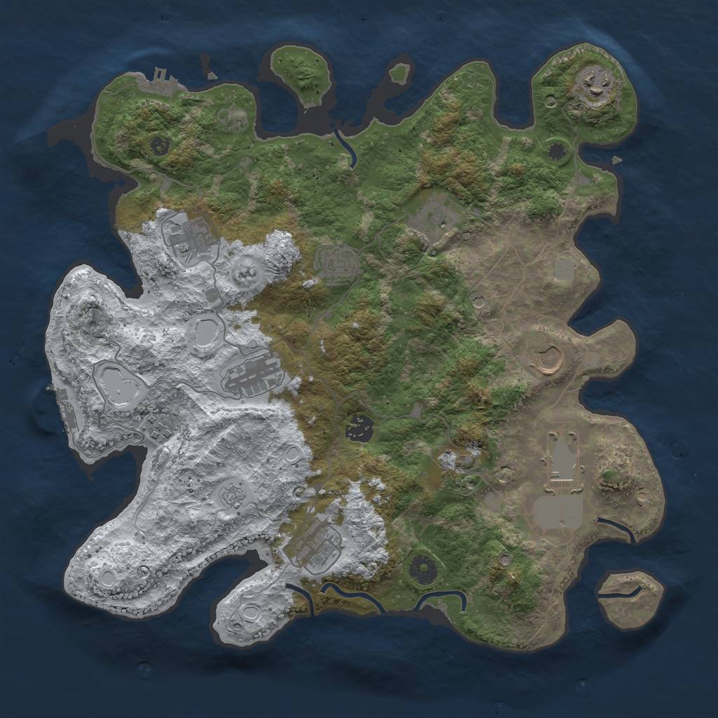Rust Map: Procedural Map, Size: 3800, Seed: 219719238, 20 Monuments
