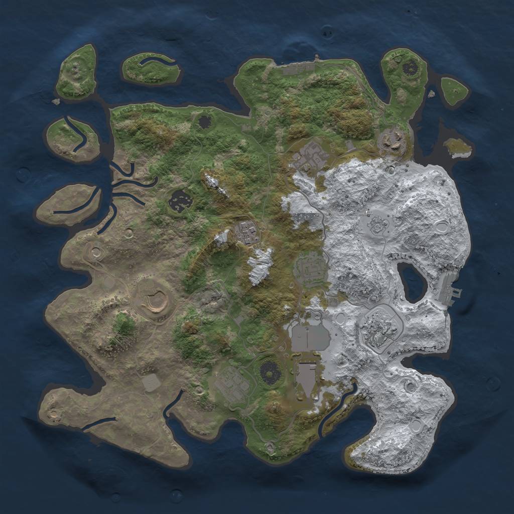 Rust Map: Procedural Map, Size: 3500, Seed: 1207208930, 18 Monuments