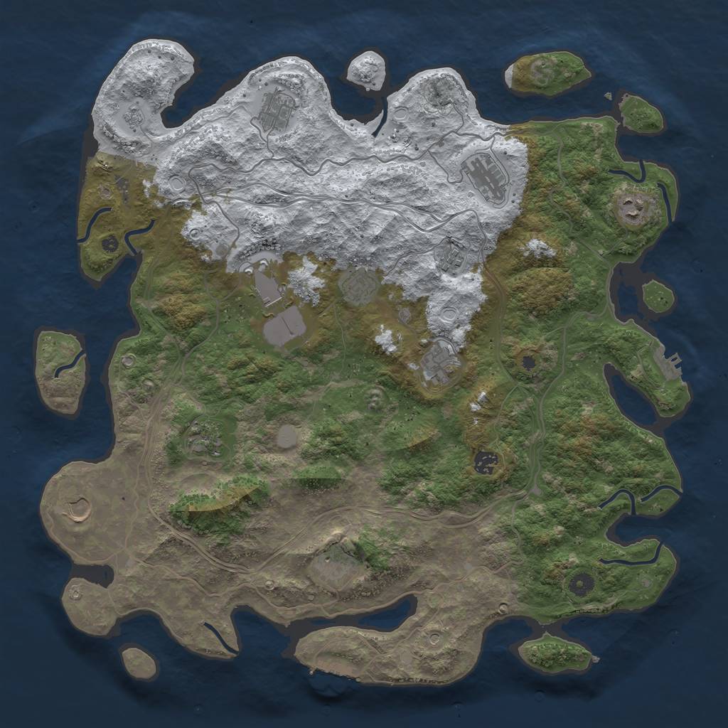 Rust Map: Procedural Map, Size: 4500, Seed: 597561817, 20 Monuments