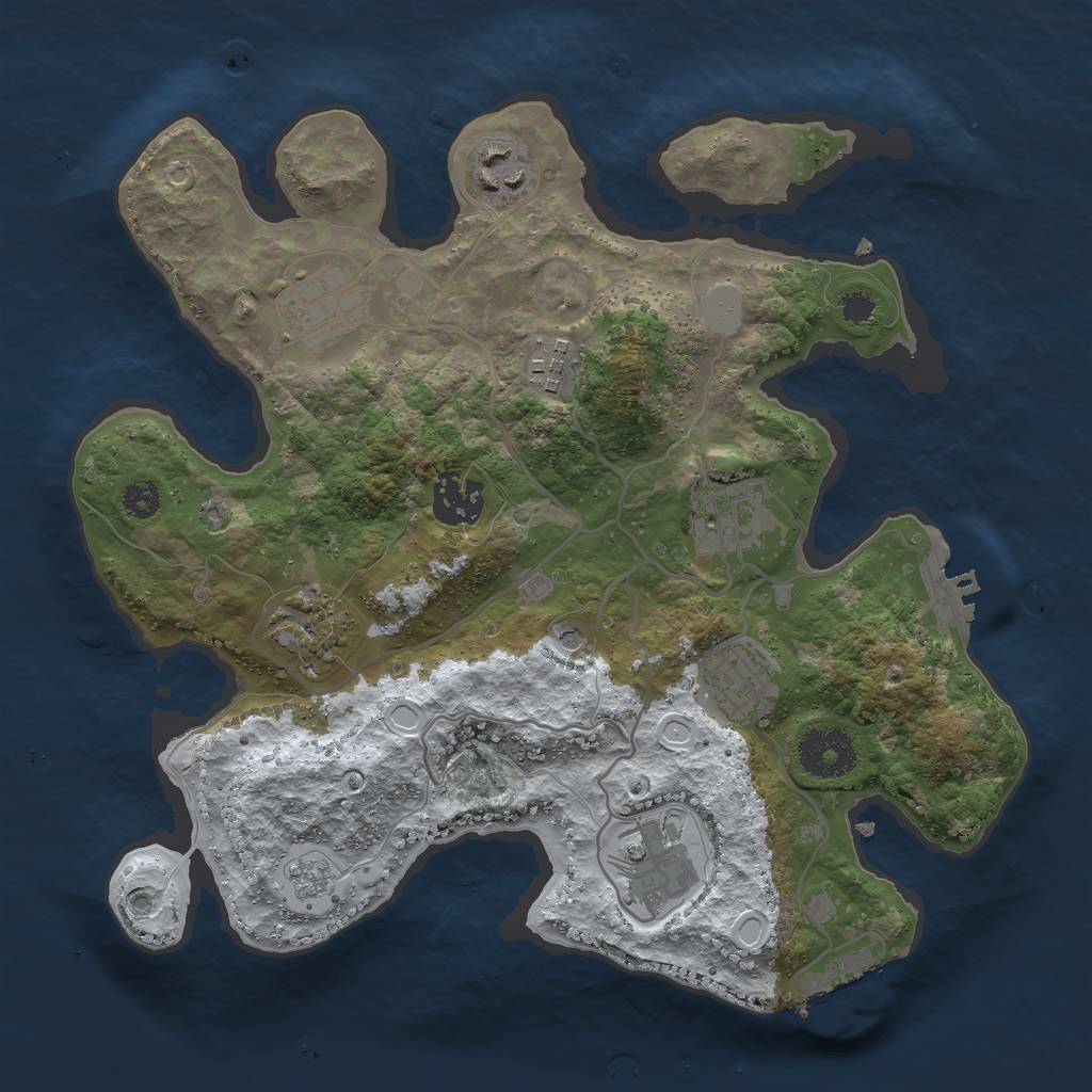 Rust Map: Procedural Map, Size: 3000, Seed: 1781373758, 17 Monuments