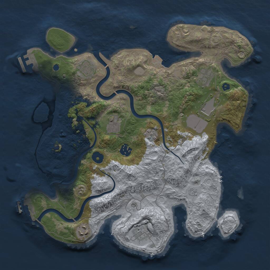 Rust Map: Procedural Map, Size: 3500, Seed: 3298615, 14 Monuments
