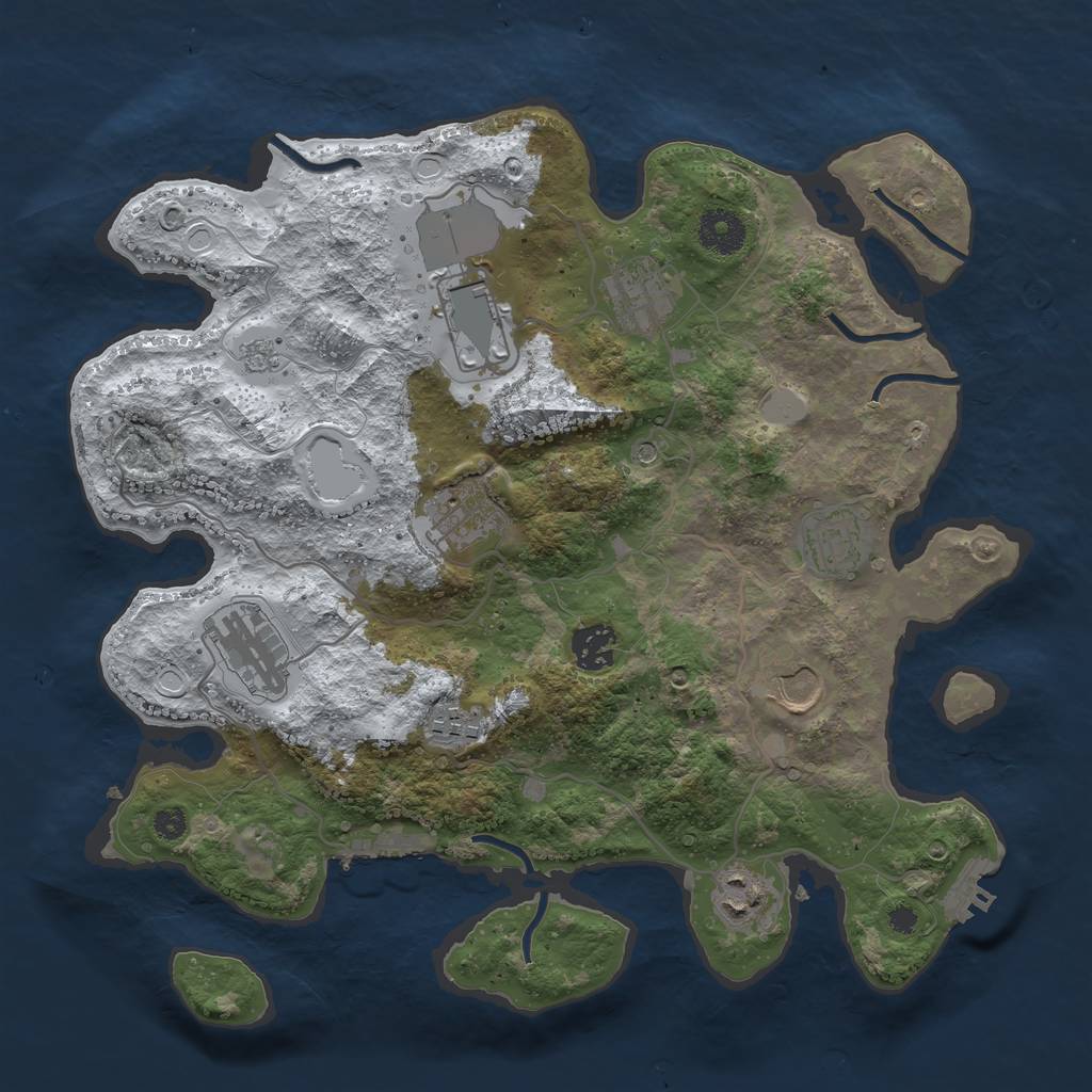 Rust Map: Procedural Map, Size: 3500, Seed: 520, 18 Monuments