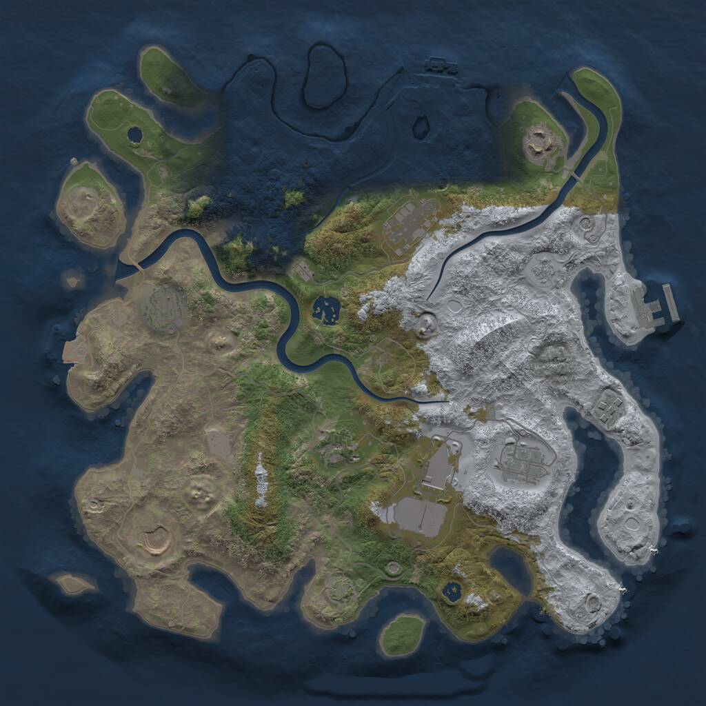 Rust Map: Procedural Map, Size: 3700, Seed: 18182, 15 Monuments