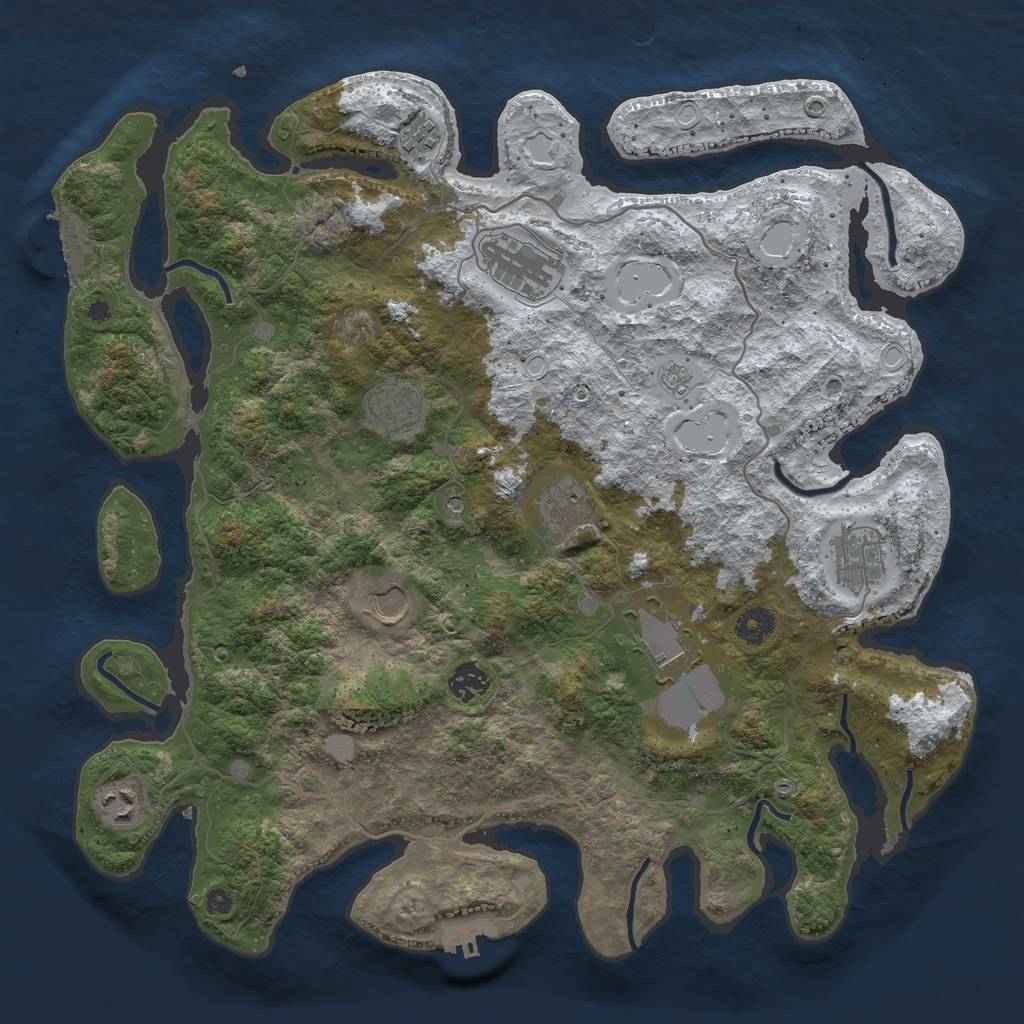Rust Map: Procedural Map, Size: 4000, Seed: 1585714247, 18 Monuments