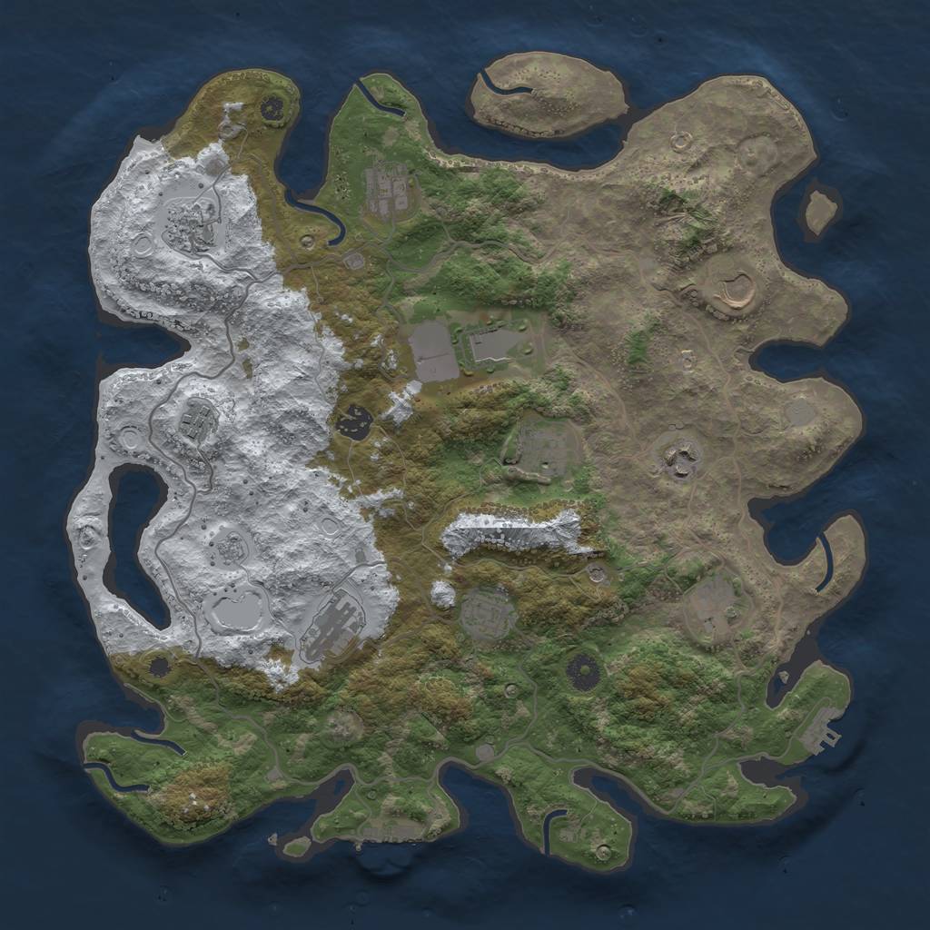 Rust Map: Procedural Map, Size: 4000, Seed: 1844386977, 20 Monuments