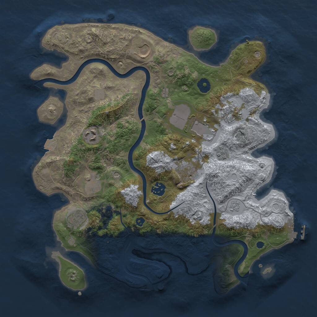 Rust Map: Procedural Map, Size: 3500, Seed: 1503772740, 14 Monuments