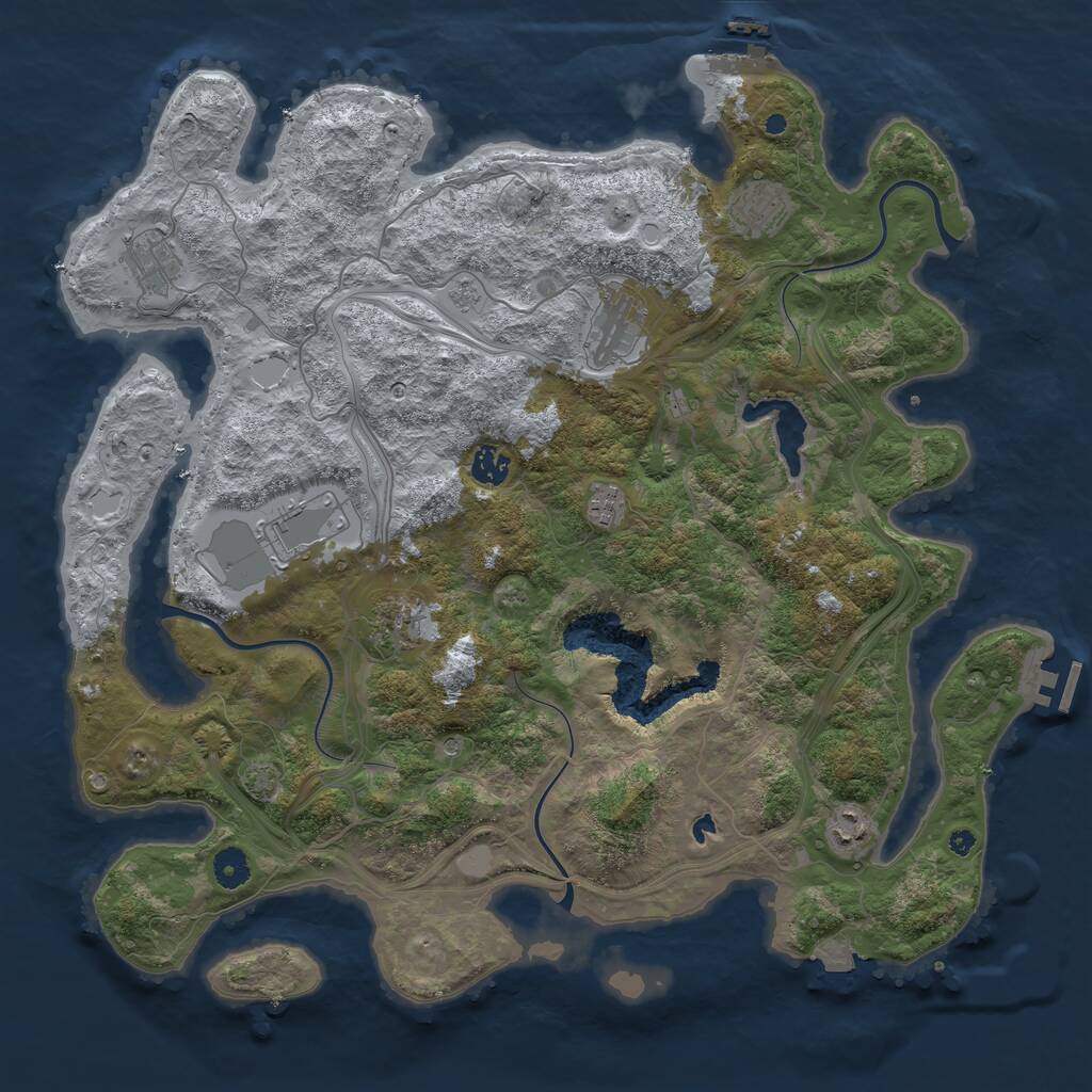 Rust Map: Procedural Map, Size: 4250, Seed: 105, 14 Monuments