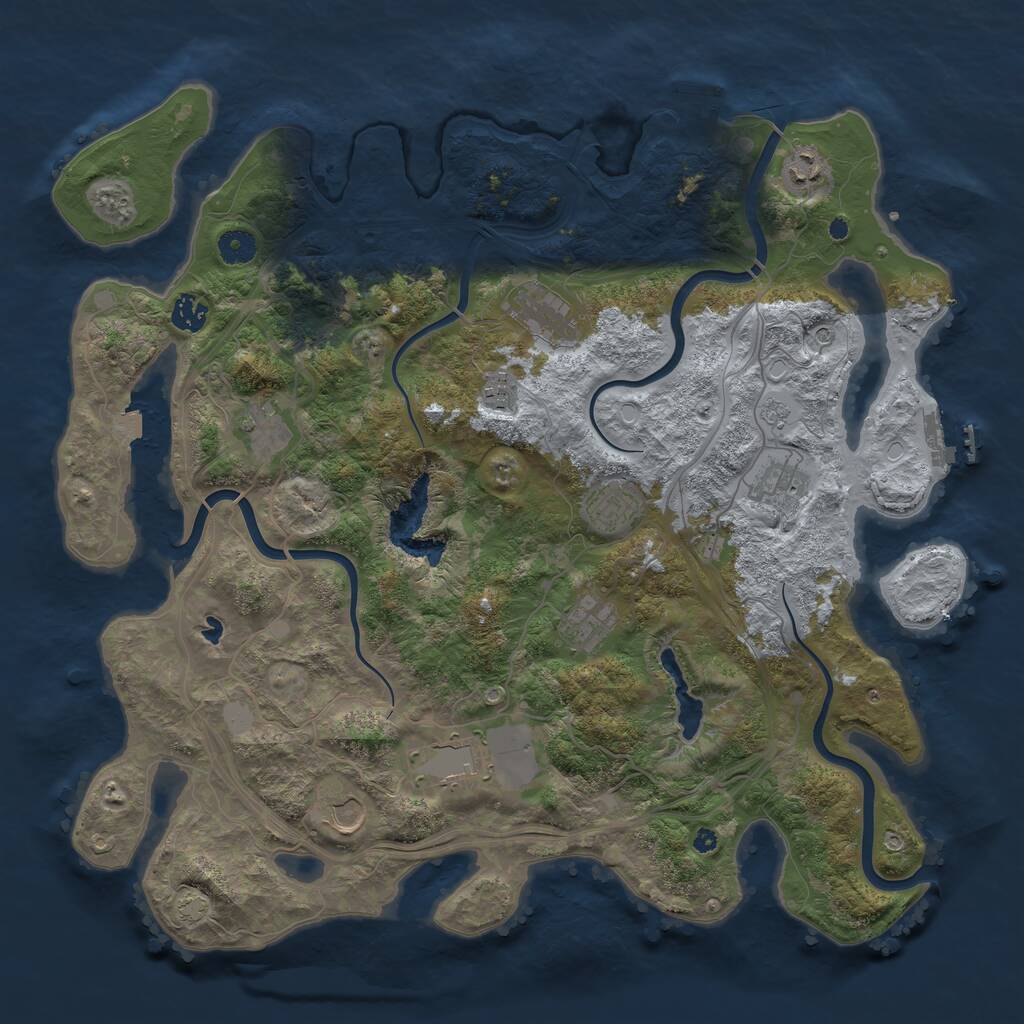 Rust Map: Procedural Map, Size: 4250, Seed: 7327, 16 Monuments