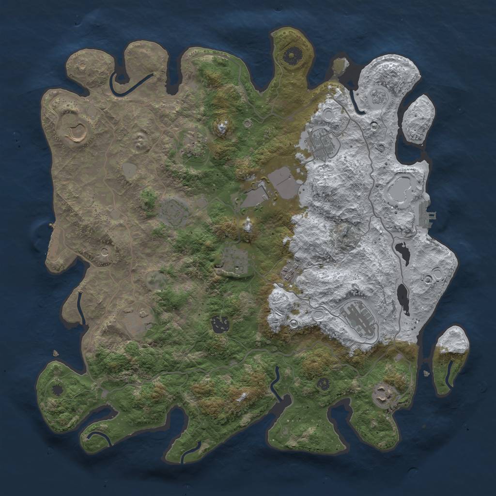 Rust Map: Procedural Map, Size: 4000, Seed: 857951794, 20 Monuments