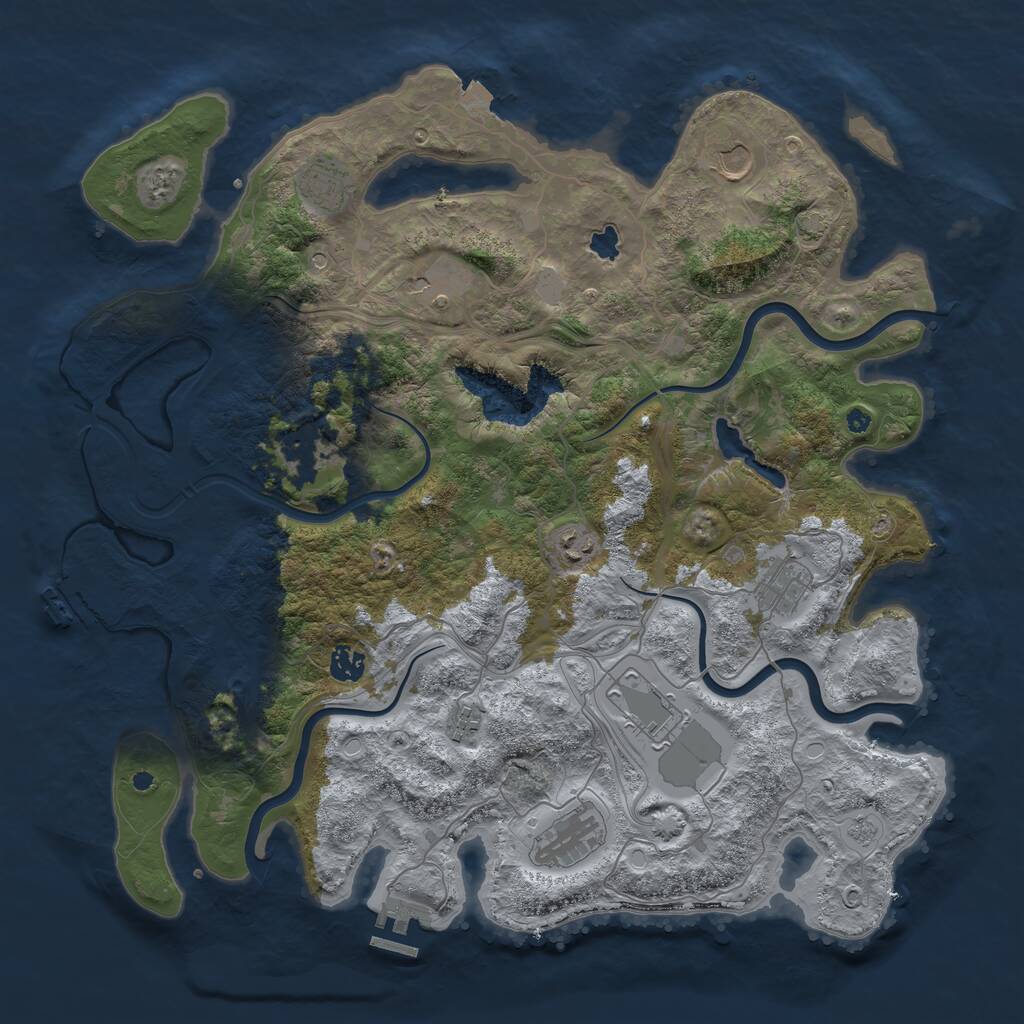 Rust Map: Procedural Map, Size: 4250, Seed: 780370329, 16 Monuments