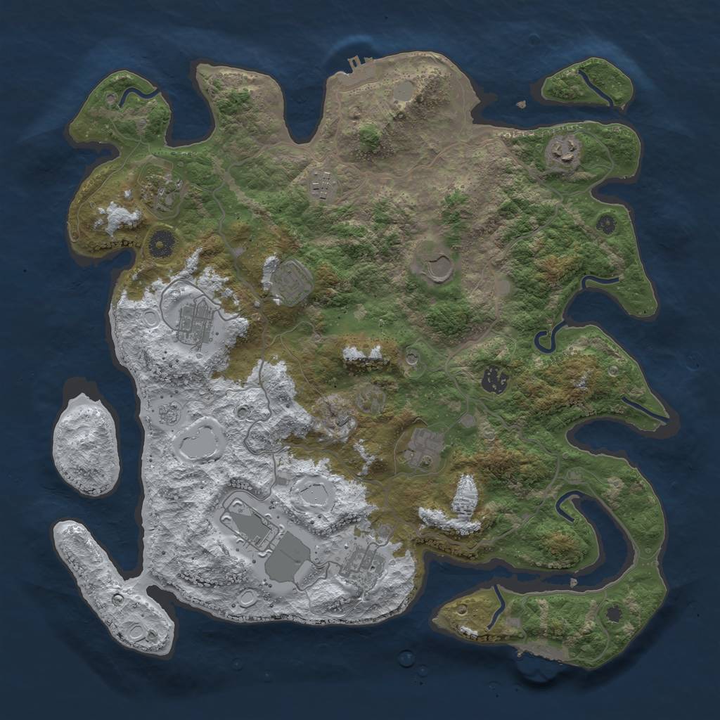 Rust Map: Procedural Map, Size: 4000, Seed: 1625352899, 19 Monuments
